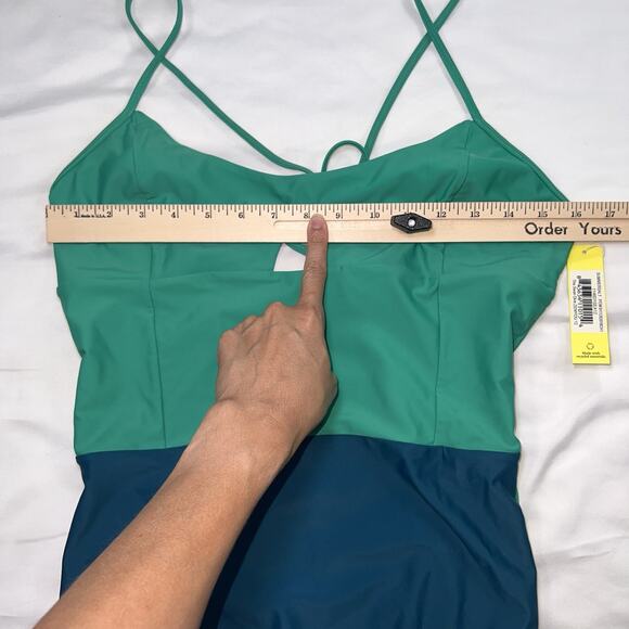Summersalt THE SWAN DIVE Swimsuit Size 12 Great Teal Color block ONE PIECE NWT - Picture 7 of 14
